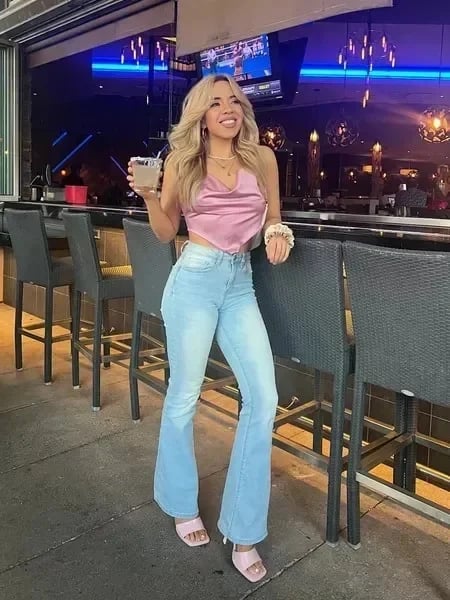 Jeans Haute Taille Évasée Femme Moderne