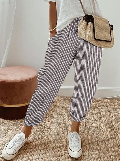Pantalon Lin Coton Décontracté pour Femme