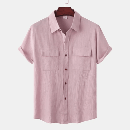 Chemise Homme Simples Manches Courtes avec Poches