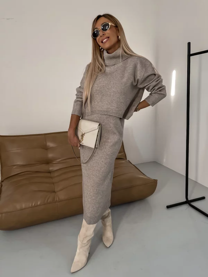 Robe Pull Femme Col Rond Manches Courtes Gris Clair Hiver