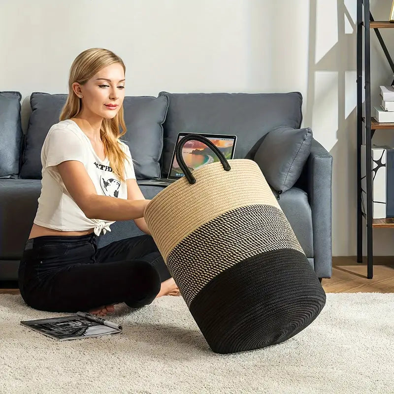 Corbeille à linge Moderne avec Compartiment de Rangement