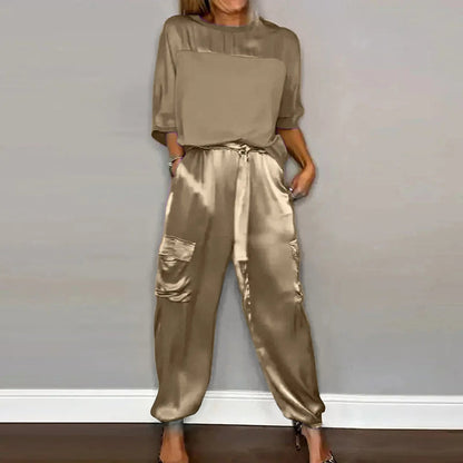 Ensemble 2 Pièces Féminin : Chemisier Décontracté et Pantalon Élégant - PanierRoyale