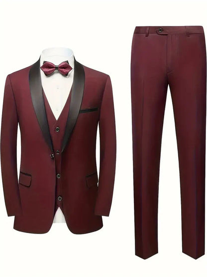 Costume Homme 3 Pièces Noir Classique Mariage