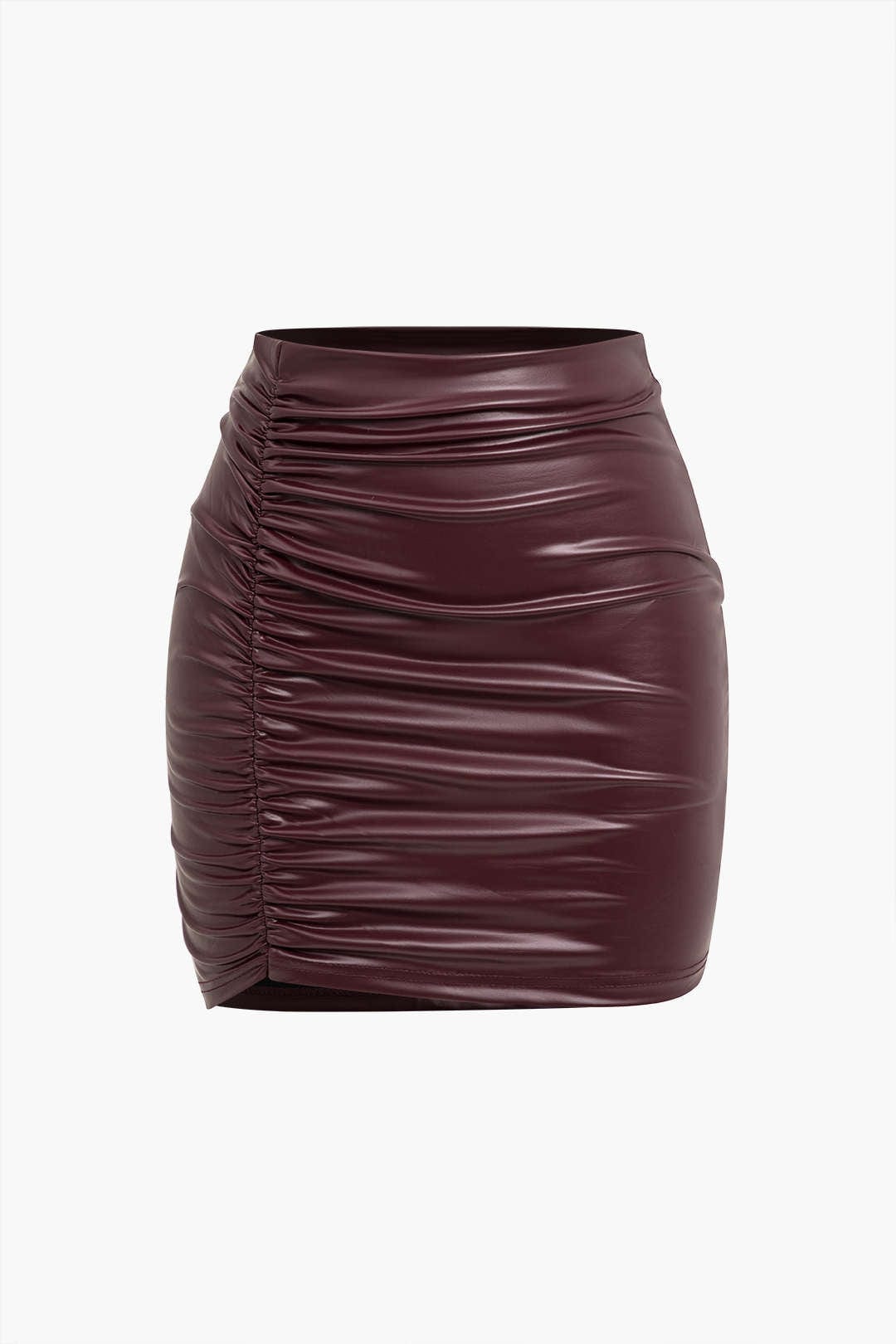Veste en Cuir Imitation Féminine avec Taille Cintrée et Ourlet Asymétrique - BerlinGlamour