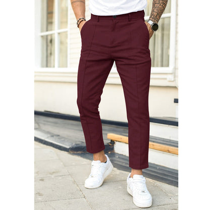 Pantalon Slim Fit Mince avec Poches et Fermeture Éclair