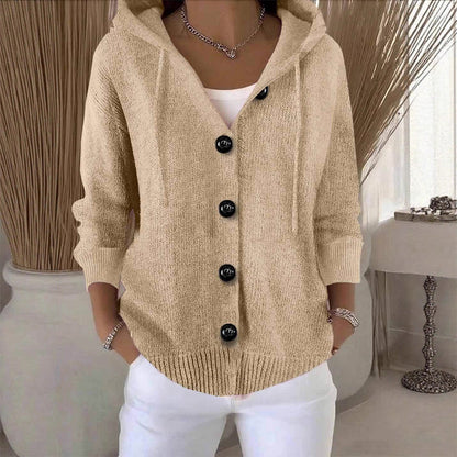 Cardigan Tricot Doux Coupe Ample avec Capuche - vue 2