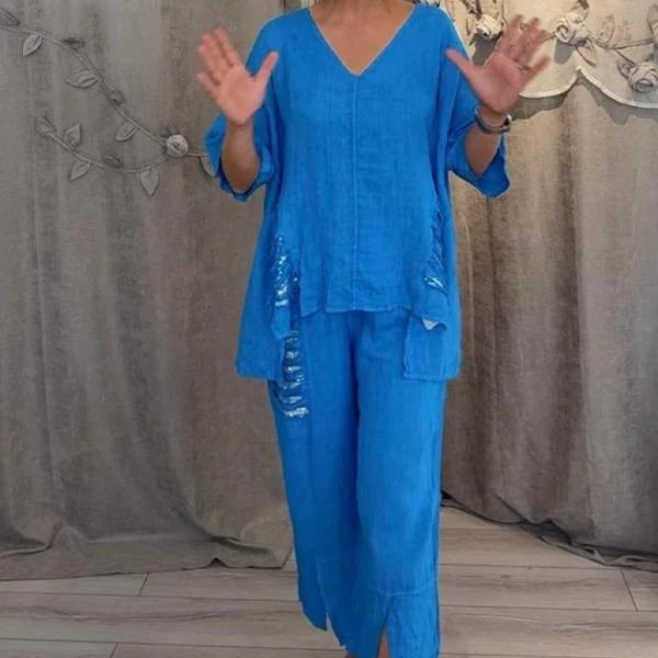Ensemble Femme Décontracté Coton Décolleté en V