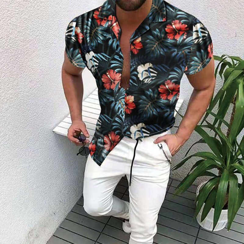 Chemise Homme Imprimée Tropical pour Été