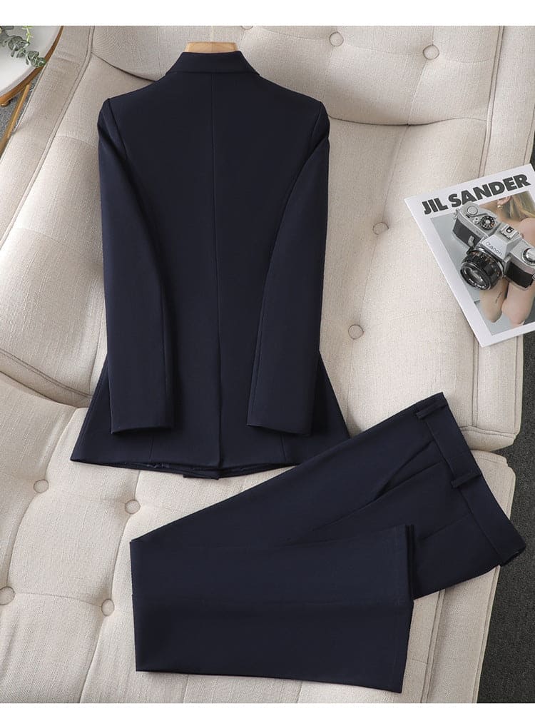Ensemble Tailleur Femme Blazer Structuré et Pantalon Ajusté