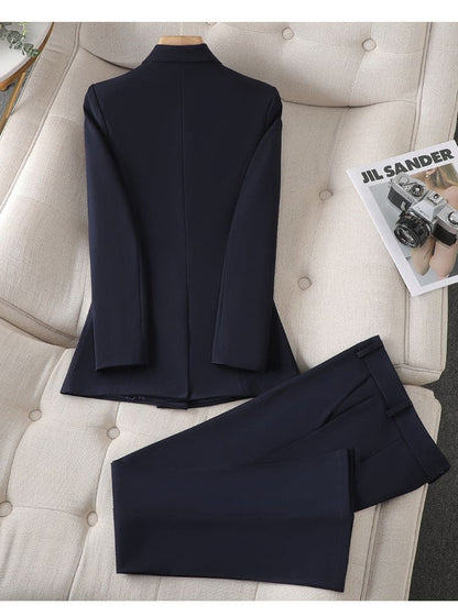Ensemble Tailleur Femme Blazer Structuré et Pantalon Ajusté