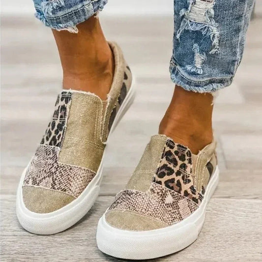 Baskets tendance à lacets avec imprimé léopard - PanierRoyale