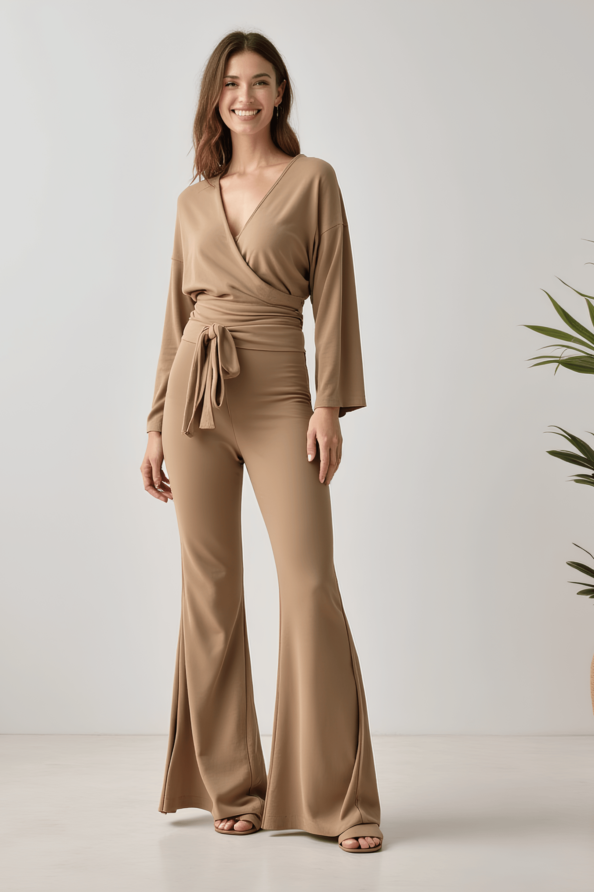 Ensemble Deux Pièces Féminin avec Haut et Pantalon Élastique - BerlinGlamour