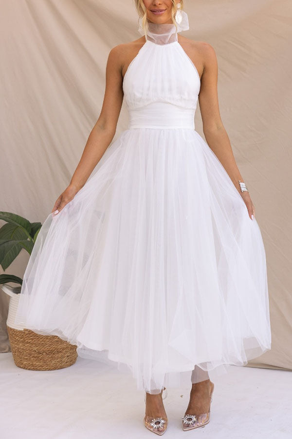 Robe Décontractée Mi-Longue Col Rond en Coton Doux