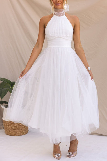 Robe Décontractée Mi-Longue Col Rond en Coton Doux