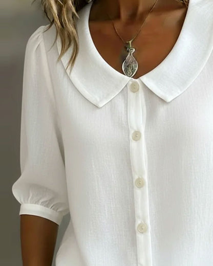 Chemisier Femme Coton Col Peter Pan Manches Longues