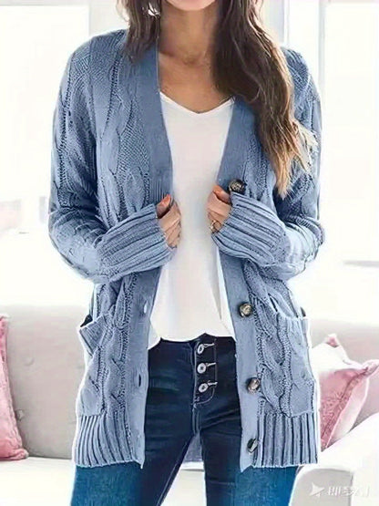 Gilet Femme Chic - Cardigan Câble Doux avec Fermeture Éclair