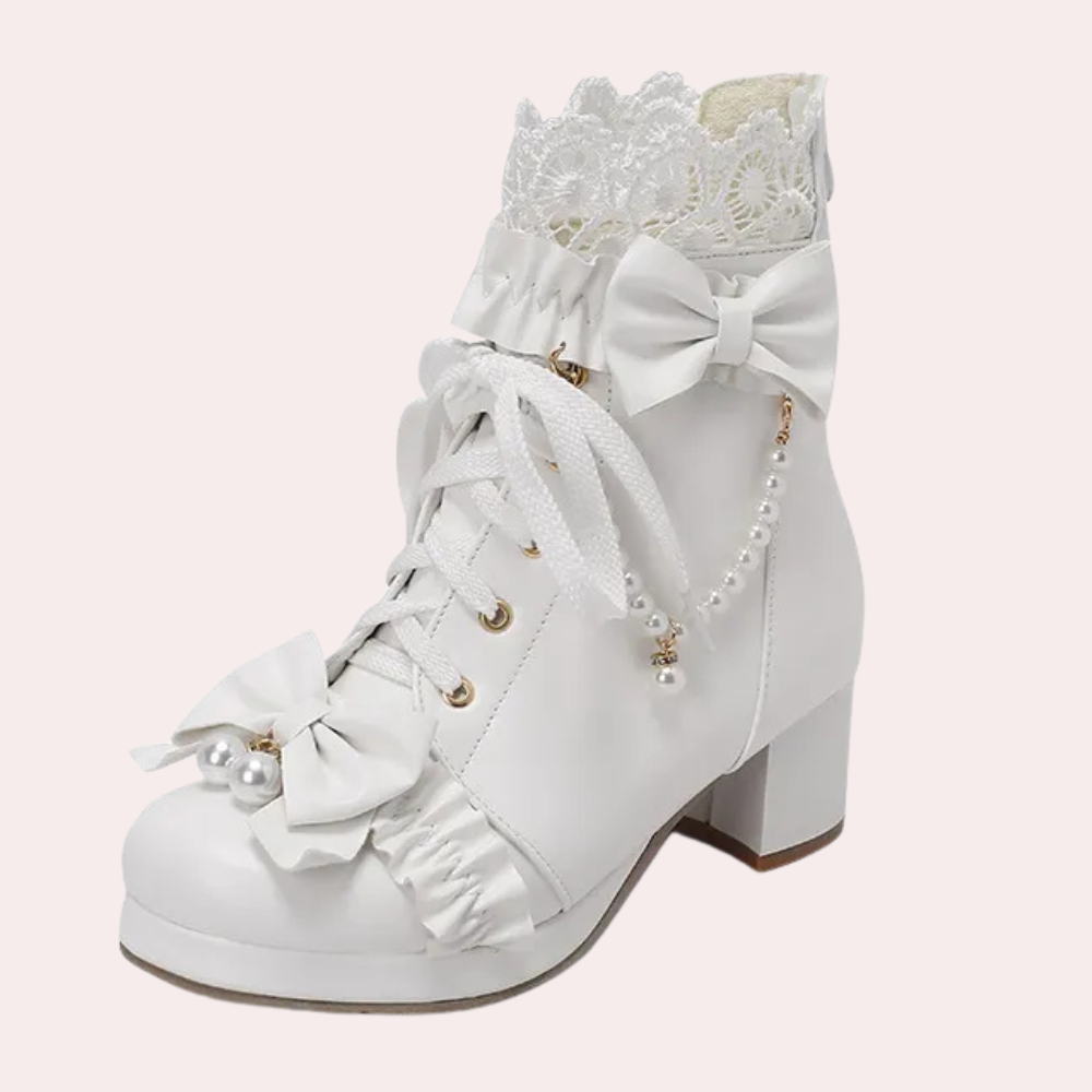 Bottes Femme Élégantes à Nœud avec Perles de Mode