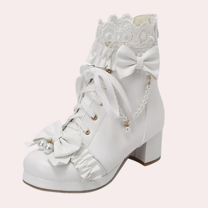 Bottes Femme Élégantes à Nœud avec Perles de Mode