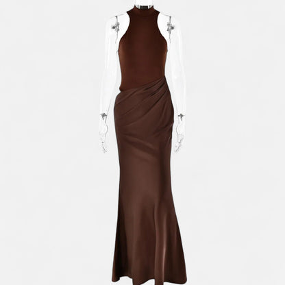 Robe Femme Longue Été avec Décolleté et Col Haut