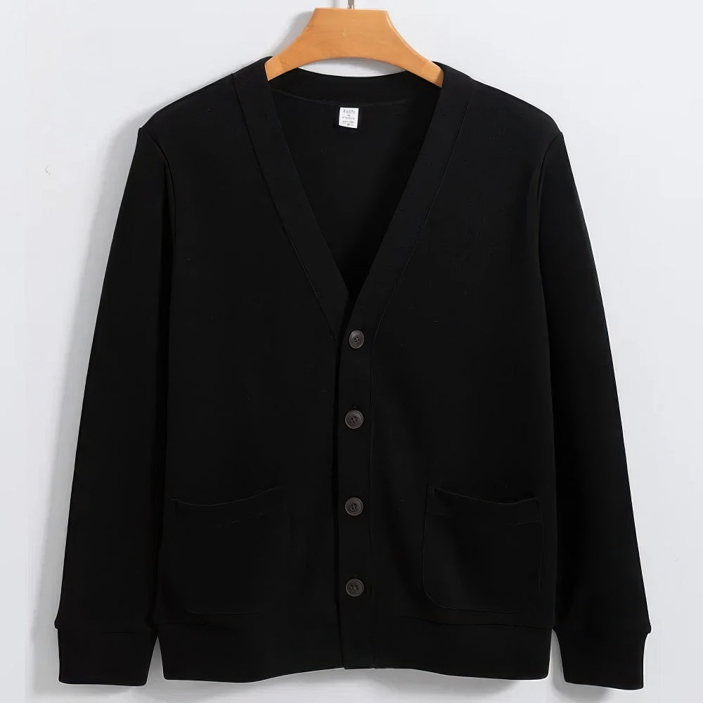 Cardigan Homme Hiver Chaud avec Col en V et Poches