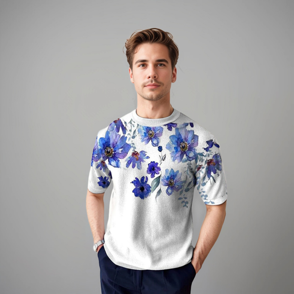 Chemise Homme Manches Courtes Fleurs Été