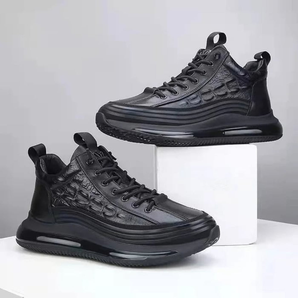 Baskets Homme Cuir Noir Élégant - PanierRoyale