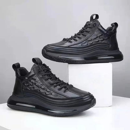 Baskets Homme Cuir Noir Élégant - PanierRoyale