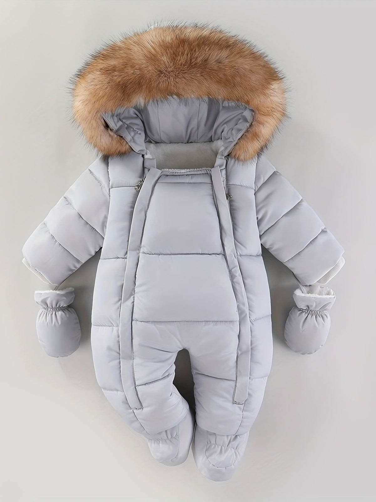 Combinaison Bébé Hiver Douillette avec Capuche et Moufles