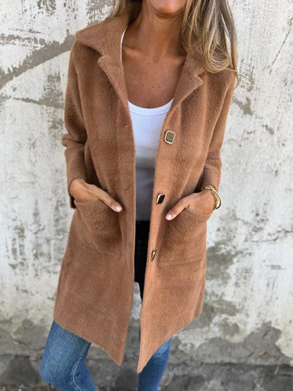 Manteau Femme Classique en Laine Douce et Chaud