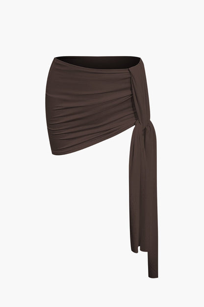 Top Épaule Uniquement & Mini Jupe Drapée pour Soirée Glamour