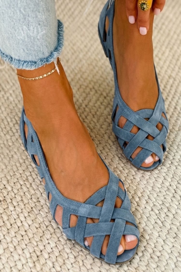 Sandales plates Femme Tressées Bout Ouvert