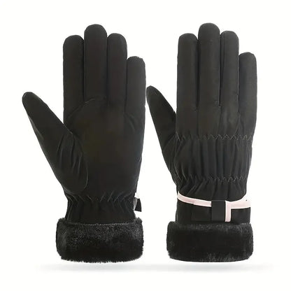 Gants Hiver Femme Chauds et Tactiles avec Nœud