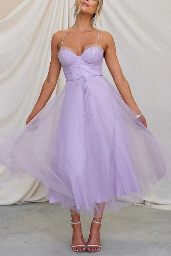 Robe Femme Élégante Dos Nudit et Bretelles Réglables