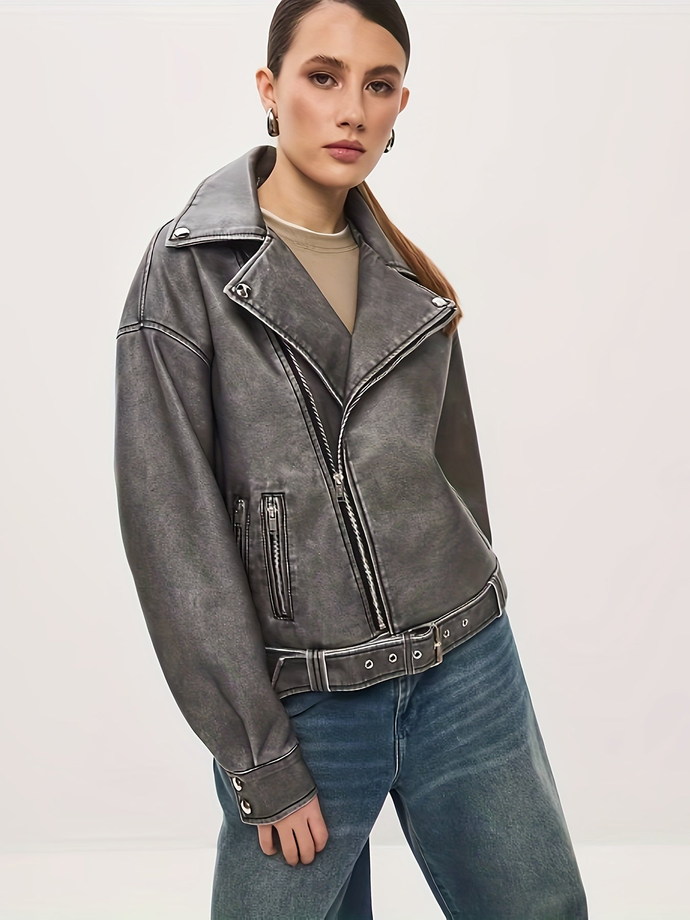 Veste Tailleur Femme Élégante avec Revers Coupé