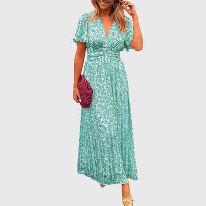 Robe Femme Longue Fleurs Manches Courtes