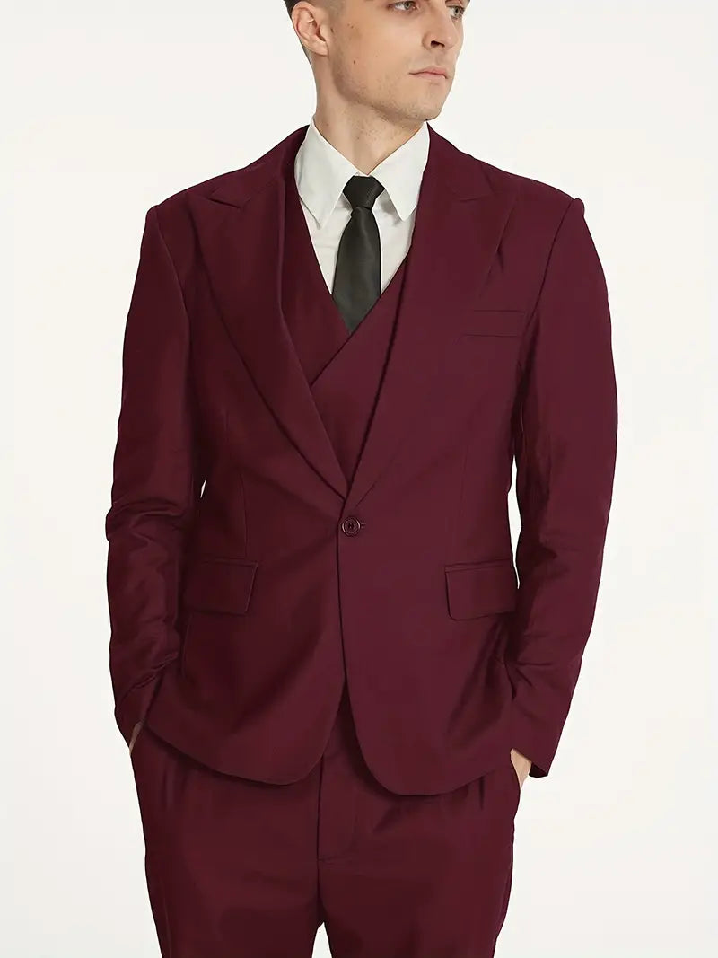Costume Homme 3 Pièces : Blazer, Gilet et Pantalon Élégant