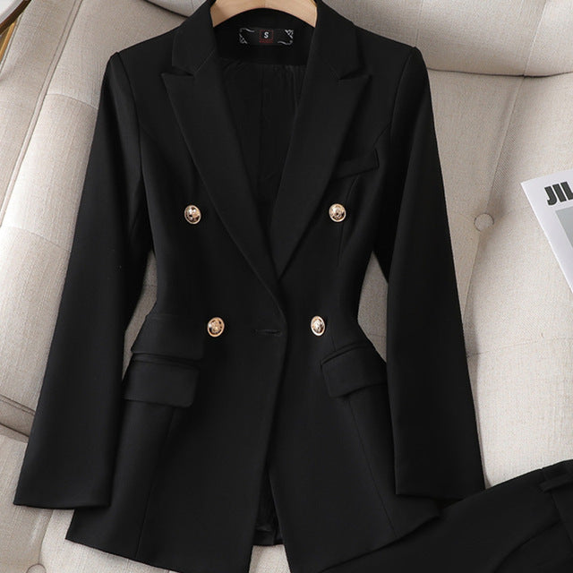 Ensemble Tailleur Femme Blazer Structuré et Pantalon Ajusté