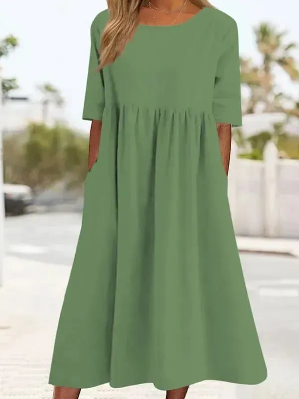 Robe Décontractée Femme avec Poches et Boutons