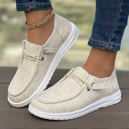 Chaussures femme décontractées toile blanche légère et confortable