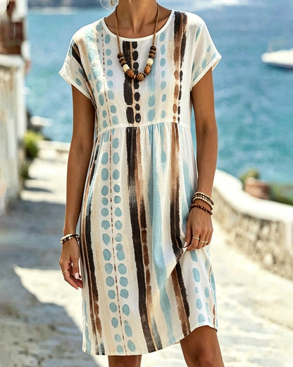 Robe Femme Imprimé Aquarelle Motifs Artistiques Fluide - PanierRoyale