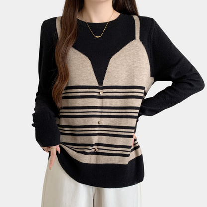 Pull À Rayures Femme Tricoté Moderne et Élégant