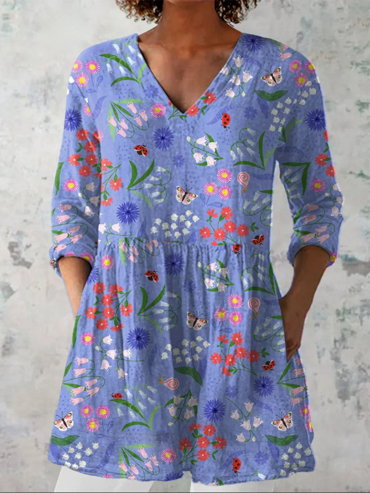 Tunique Longue Femme Coton Décolleté en V Coupe Ample