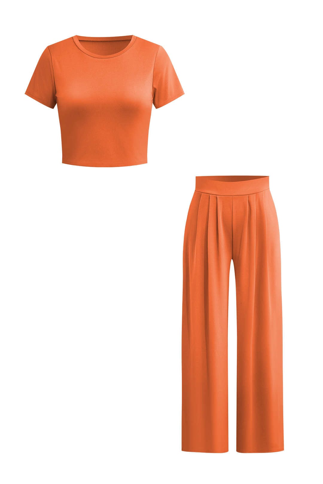 Robe de Soirée Élégante Two-Piece avec Top Court et Pantalon Large