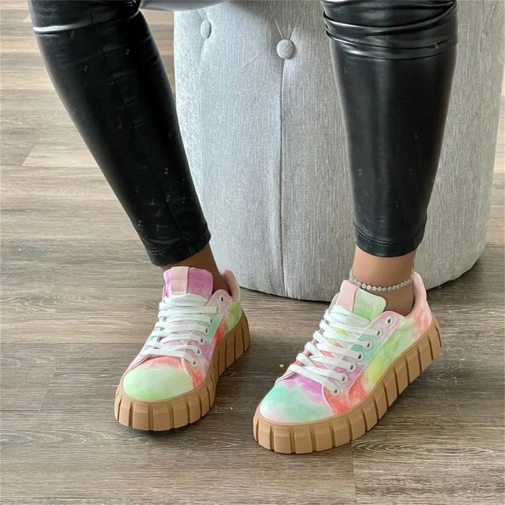 Baskets Femmes Confort avec Semelle Amortie et Lacets Réglables
