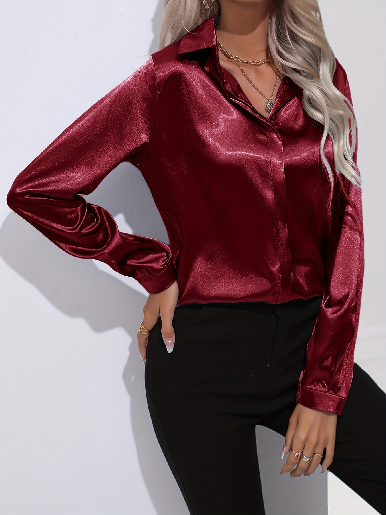 Chemise Femme en Soie Élégante Manches Longues