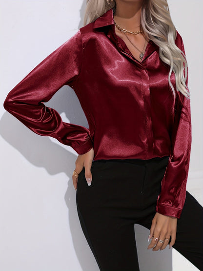 Chemise Femme en Soie Élégante Manches Longues
