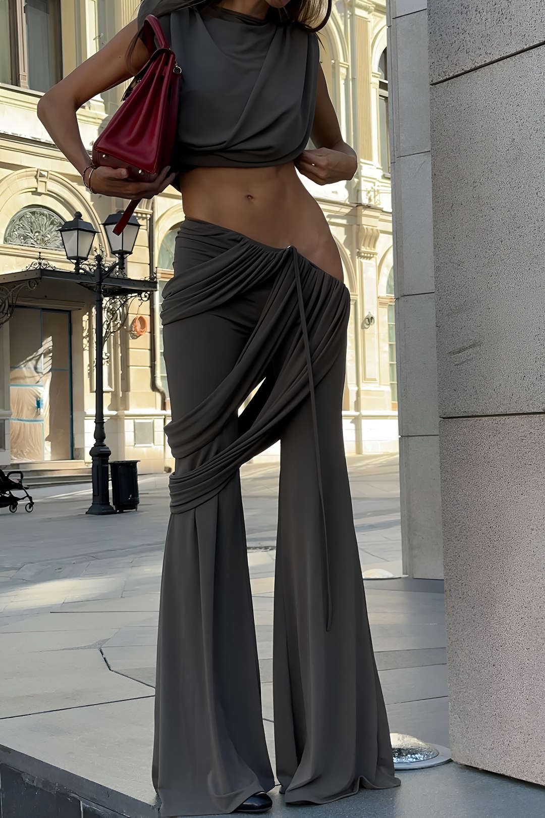 Robe deux pièces élégante avec détails drapés - BerlinGlamour