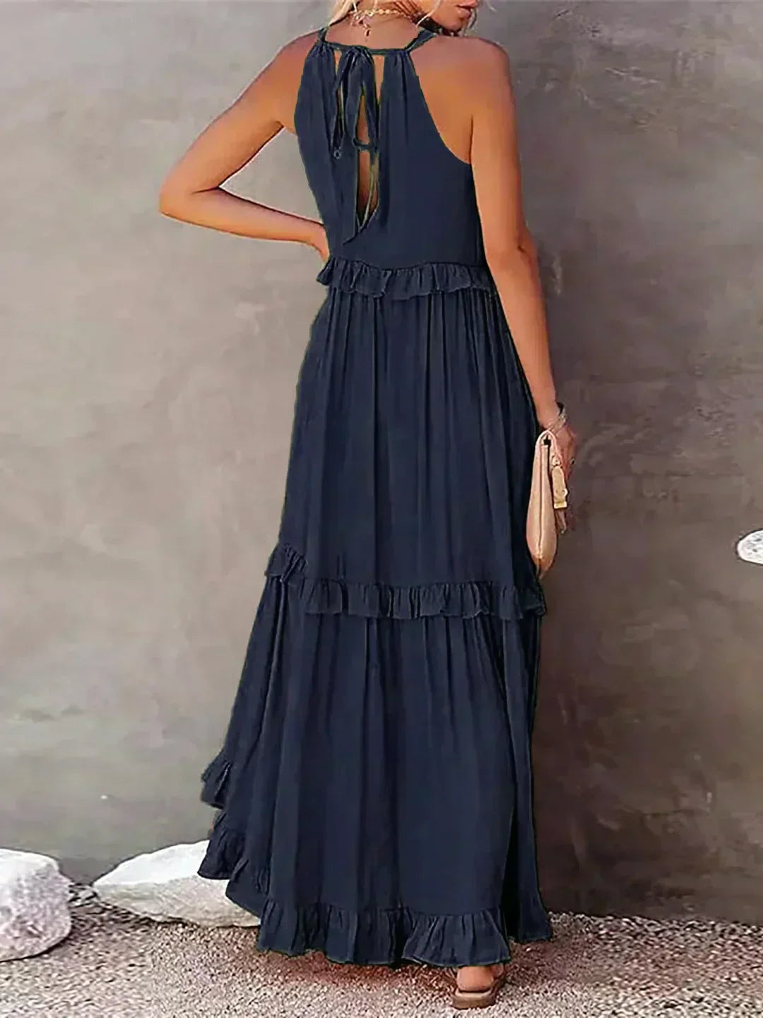 Robe Bohème Été avec Volants et Décolleté Profond