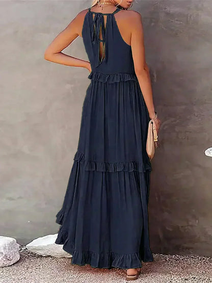 Robe Bohème Été avec Volants et Décolleté Profond