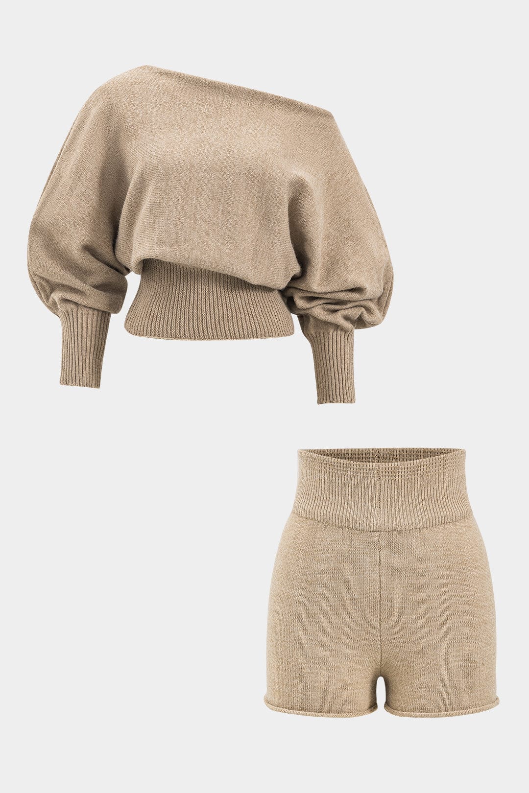 Luana | Ensemble Décontracté Col Montant et Shorts Haute Taille - BerlinGlamour